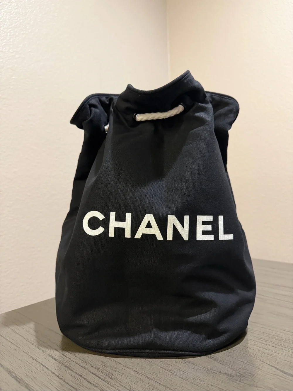 CHANEL Black Canvas Duffel Bag